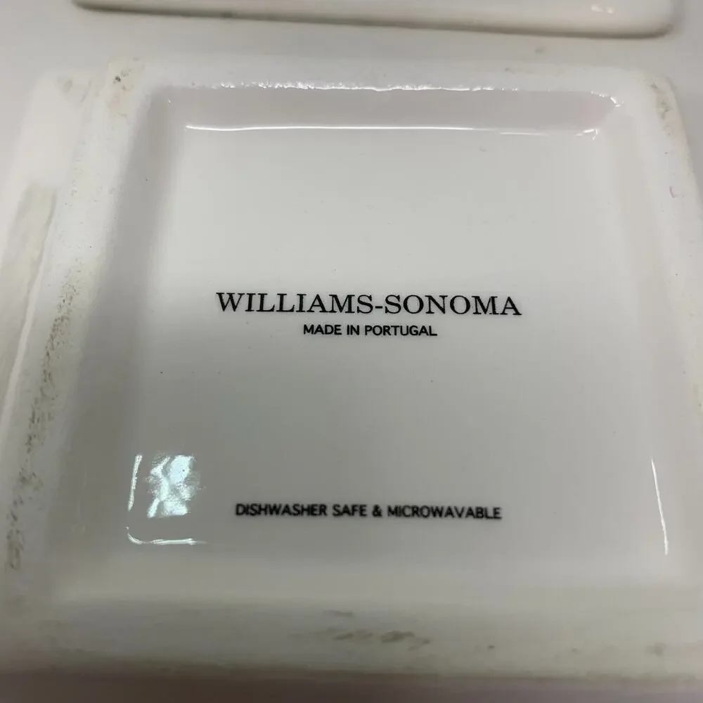 Lot 6 x Williams Sonoma Olive Script Oil Dipping Plates Square 4